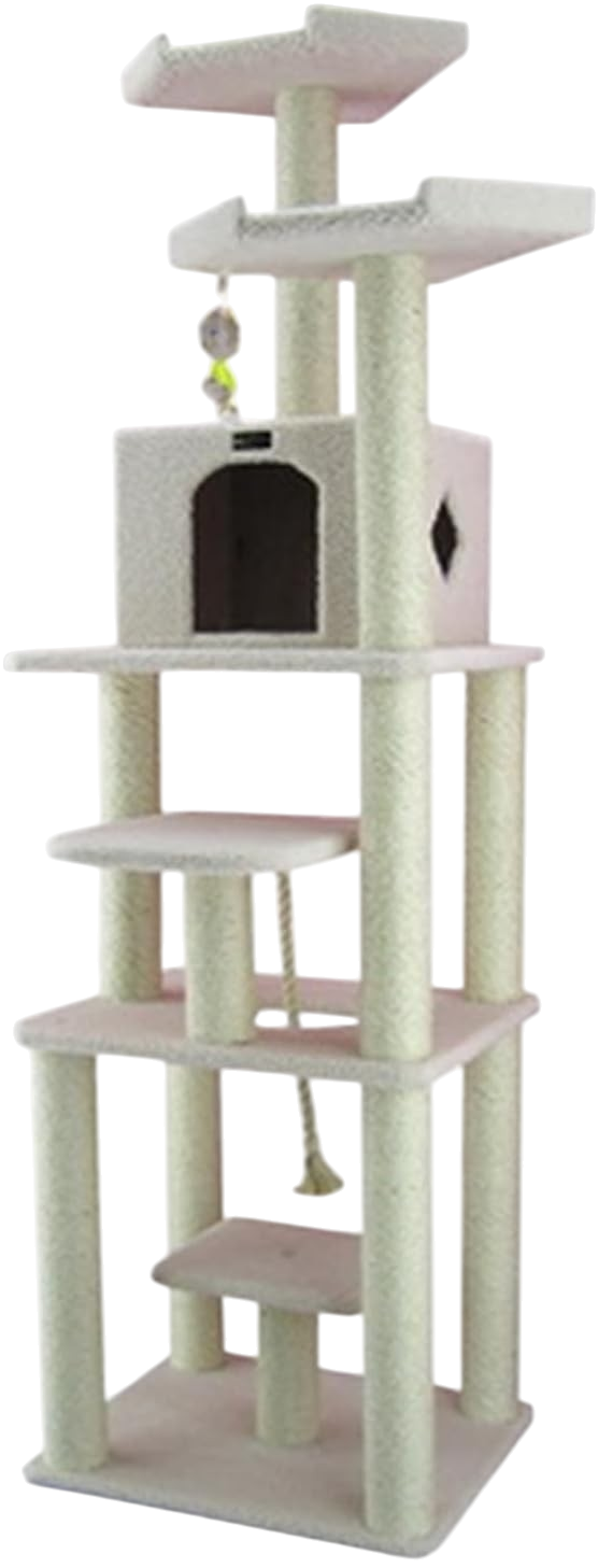 HomeStock 81" six-level ivory cat tower with playhouse and scratching post