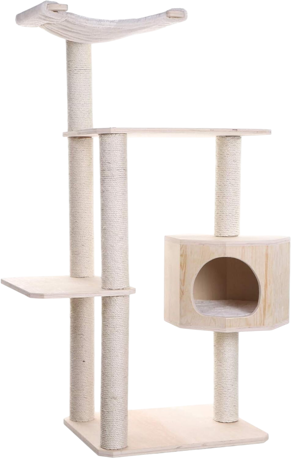 HomeStock 54" Scots Pine indoor cat tree with condo and perch multi-level