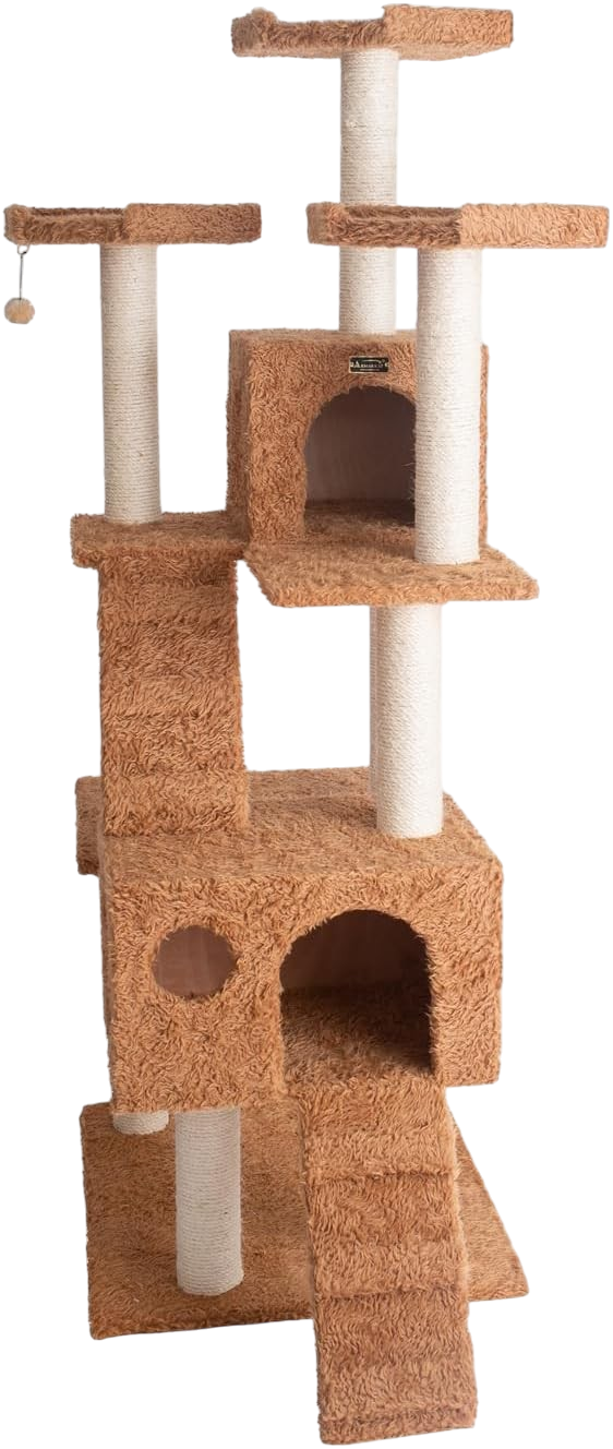 HomeStock African 74" large cat tree with ramps perches and scratching posts 60lb