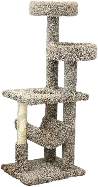 HomeStock Retro 52" brown beige wood cat tree with scratching posts for all breeds